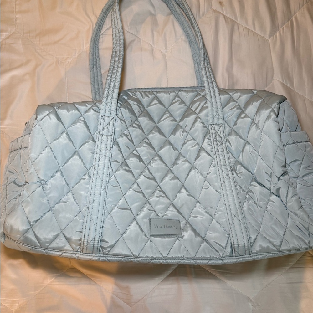 Vera Bradley Quilted Light Blue Duffel Travel Bag
